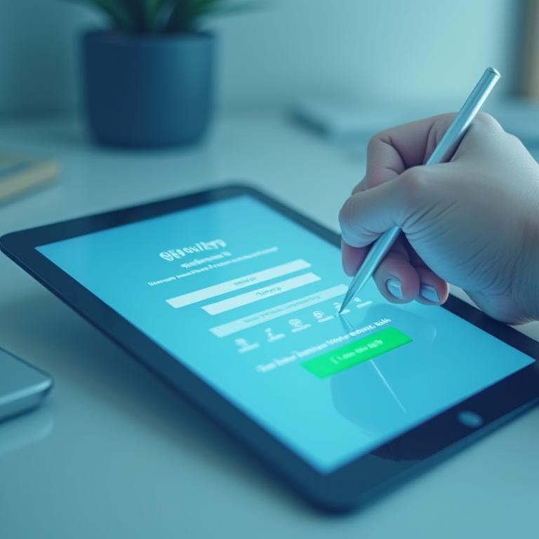 Person filling out a digital form with a pen