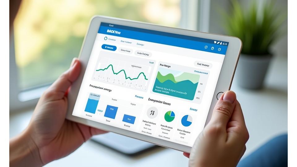 User viewing energy account dashboard on a tablet